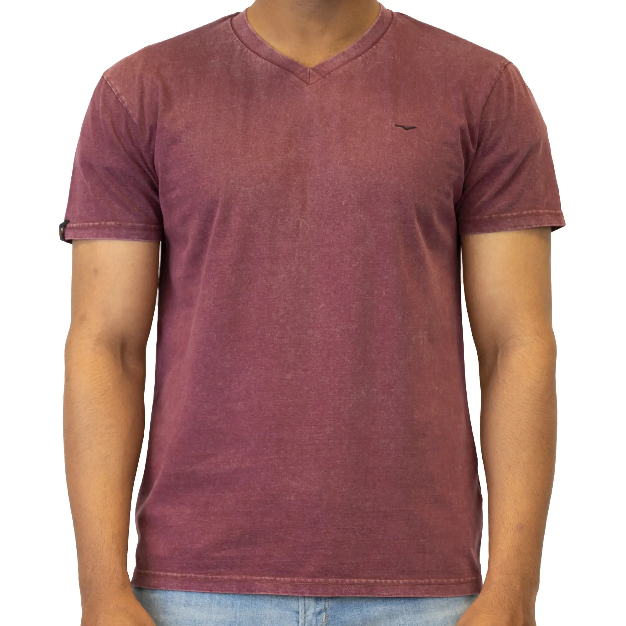 Acid Wash Brown V-Neck