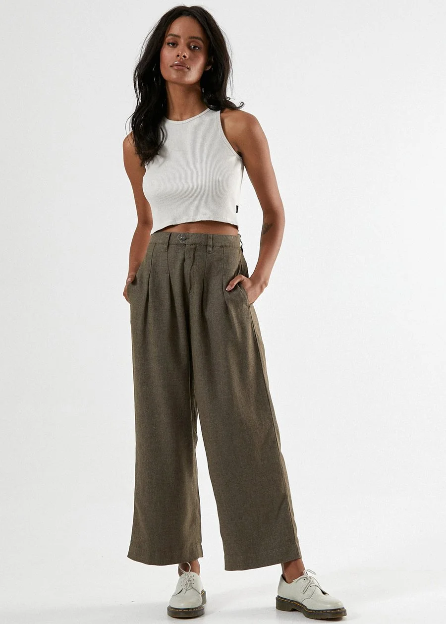 Afends Darcy Hemp pleated Wide Leg Pant Silt