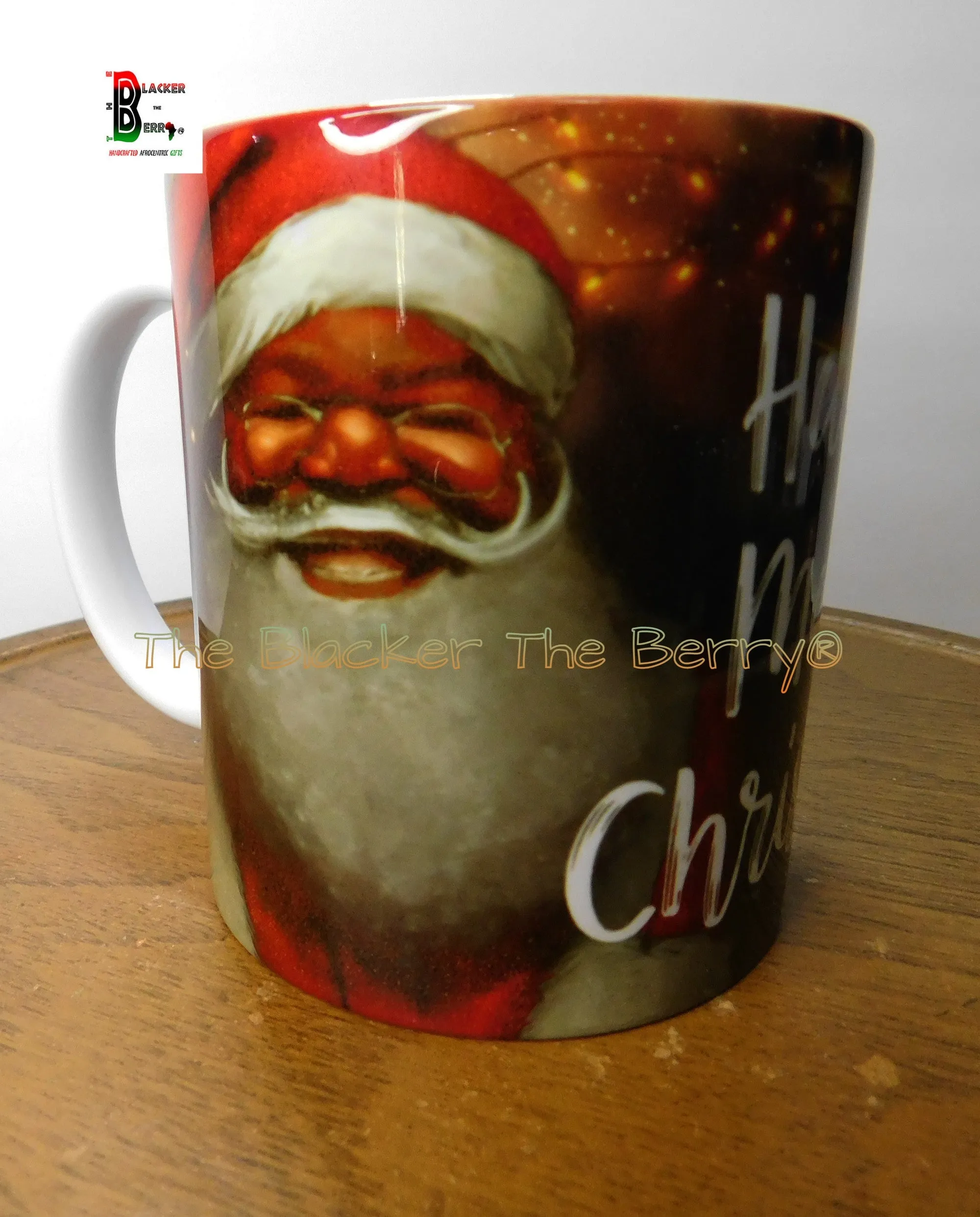 African American Santa mug, Black Santa mug, Mrs. Claus, Christmas decor, Afrocentric Holiday, Black Owned, Business Gift Ideas