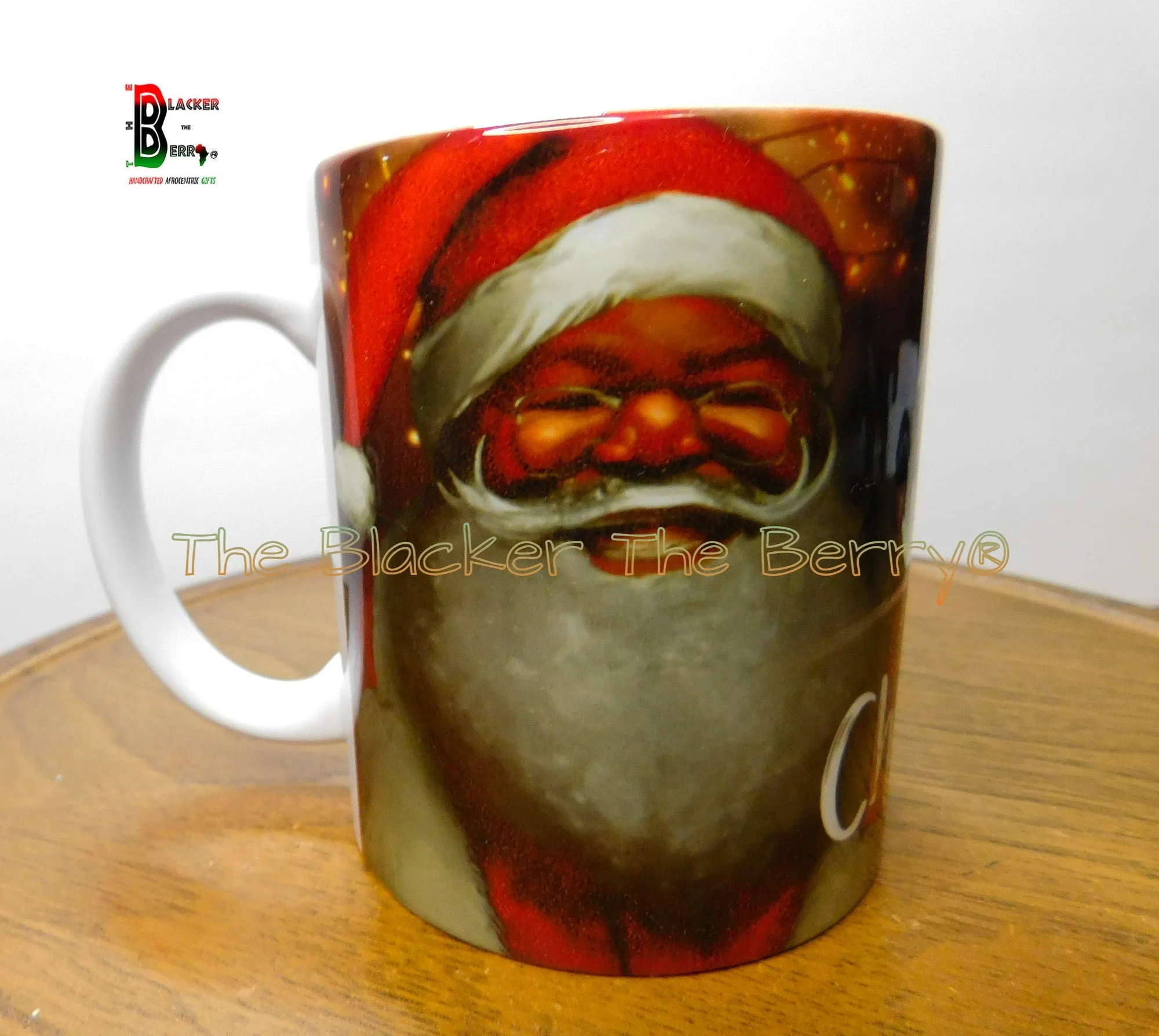 African American Santa mug, Black Santa mug, Mrs. Claus, Christmas decor, Afrocentric Holiday, Black Owned, Business Gift Ideas