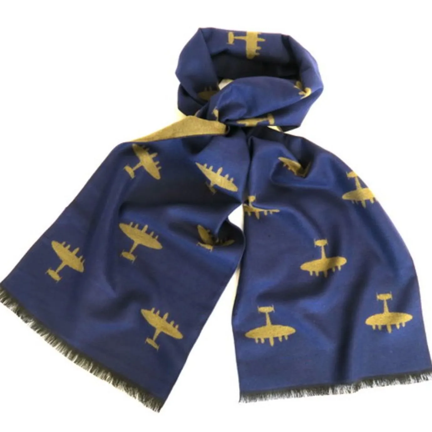 Alexander Thurlow Aircraft Themed soft scarves - Bomber Aircraft Scarf in Blue