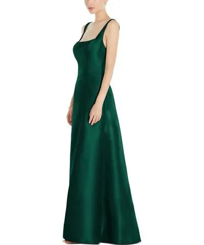 Alfred Sung Plus Size Sleeveless Square-Neck Princess Line Gown with Pockets