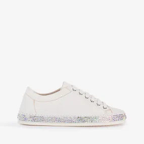 ANDREA SNEAKER Paper white denim sneaker with Crystals