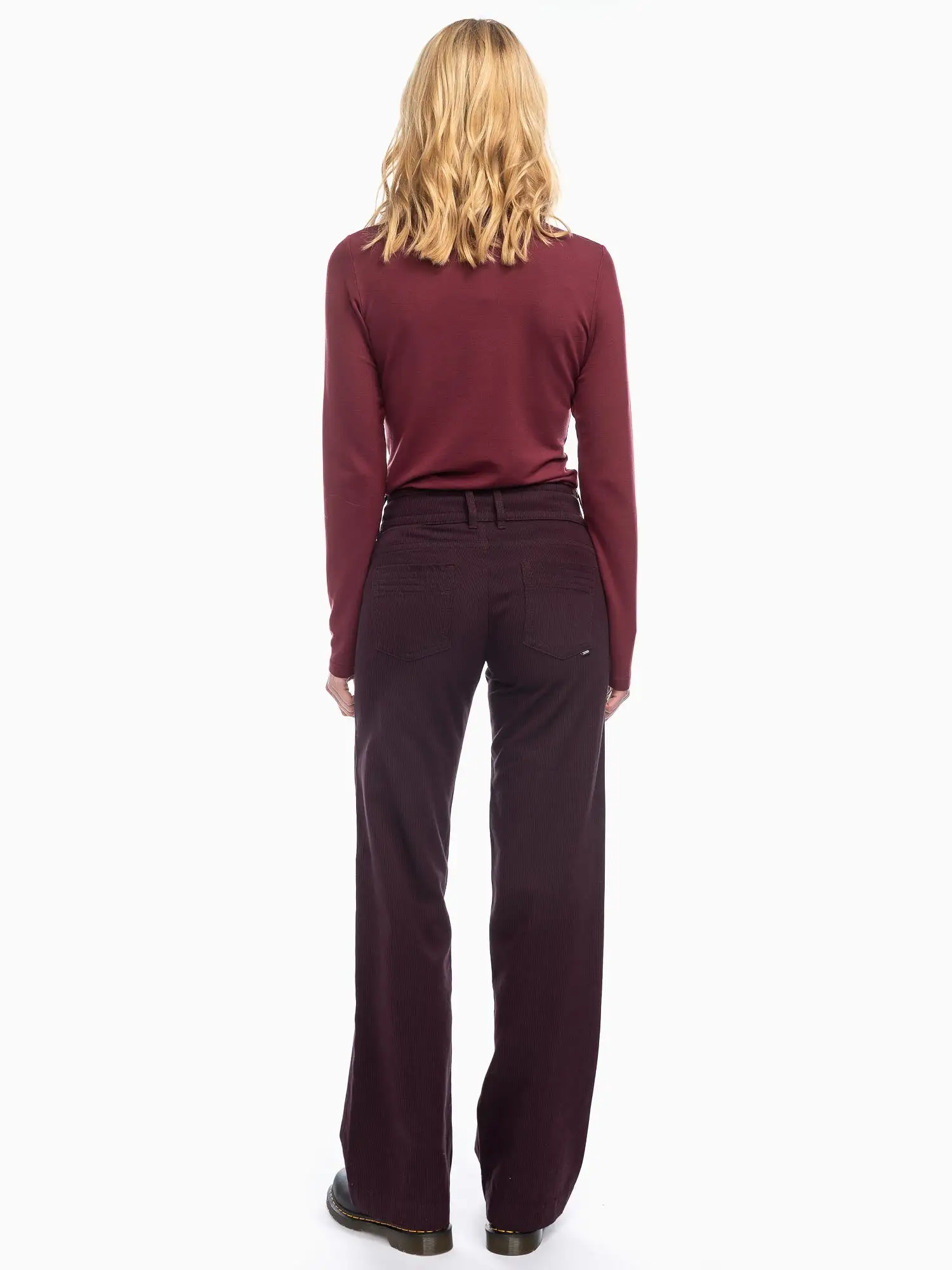 ATO Berlin Bordeaux Lilia Straight Cut Wide Leg Trousers