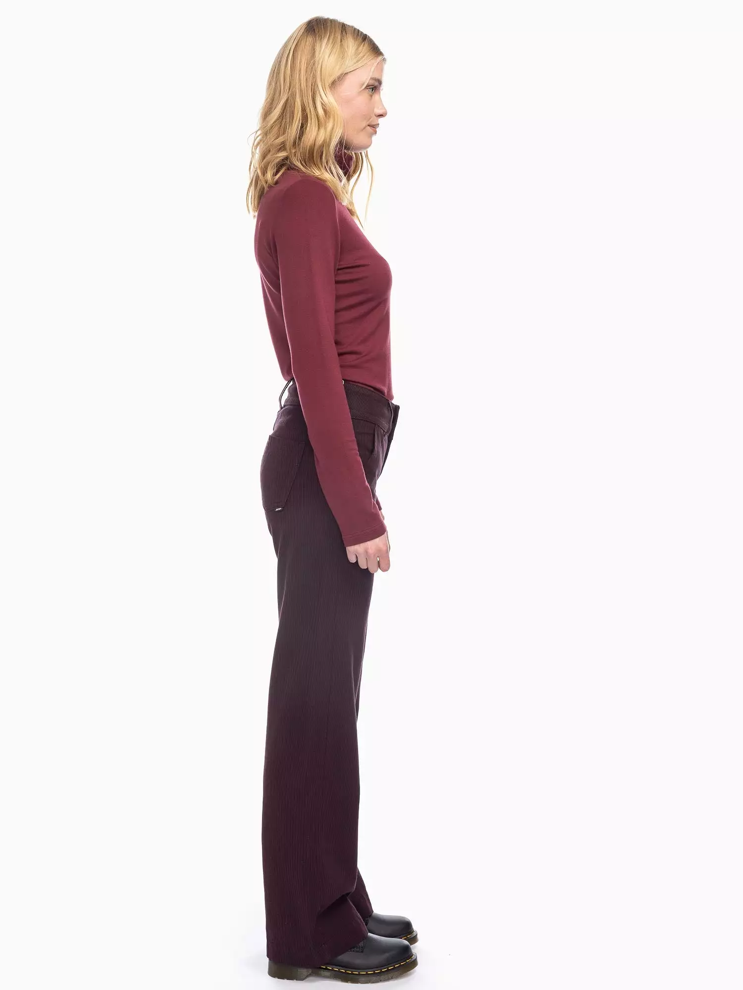 ATO Berlin Bordeaux Lilia Straight Cut Wide Leg Trousers