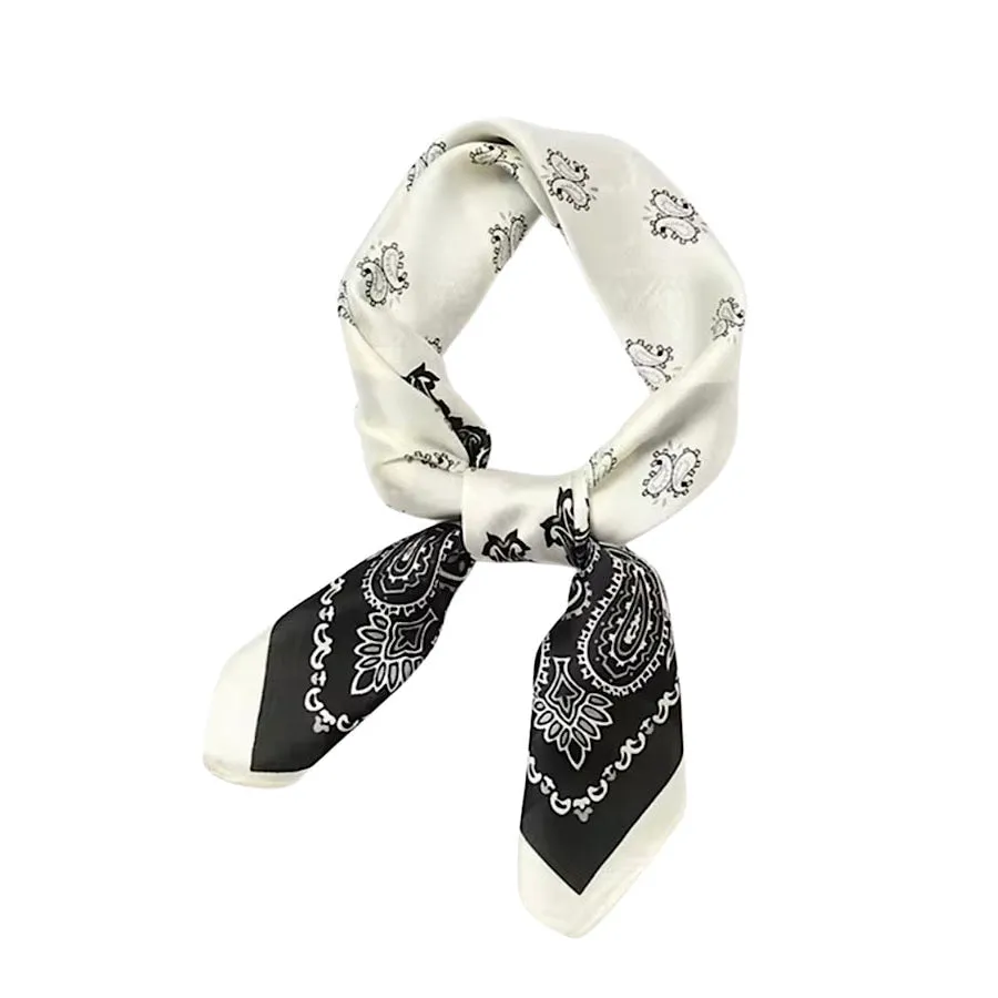 Black & Cream Satin Bandana Scarf - ETA 5/24