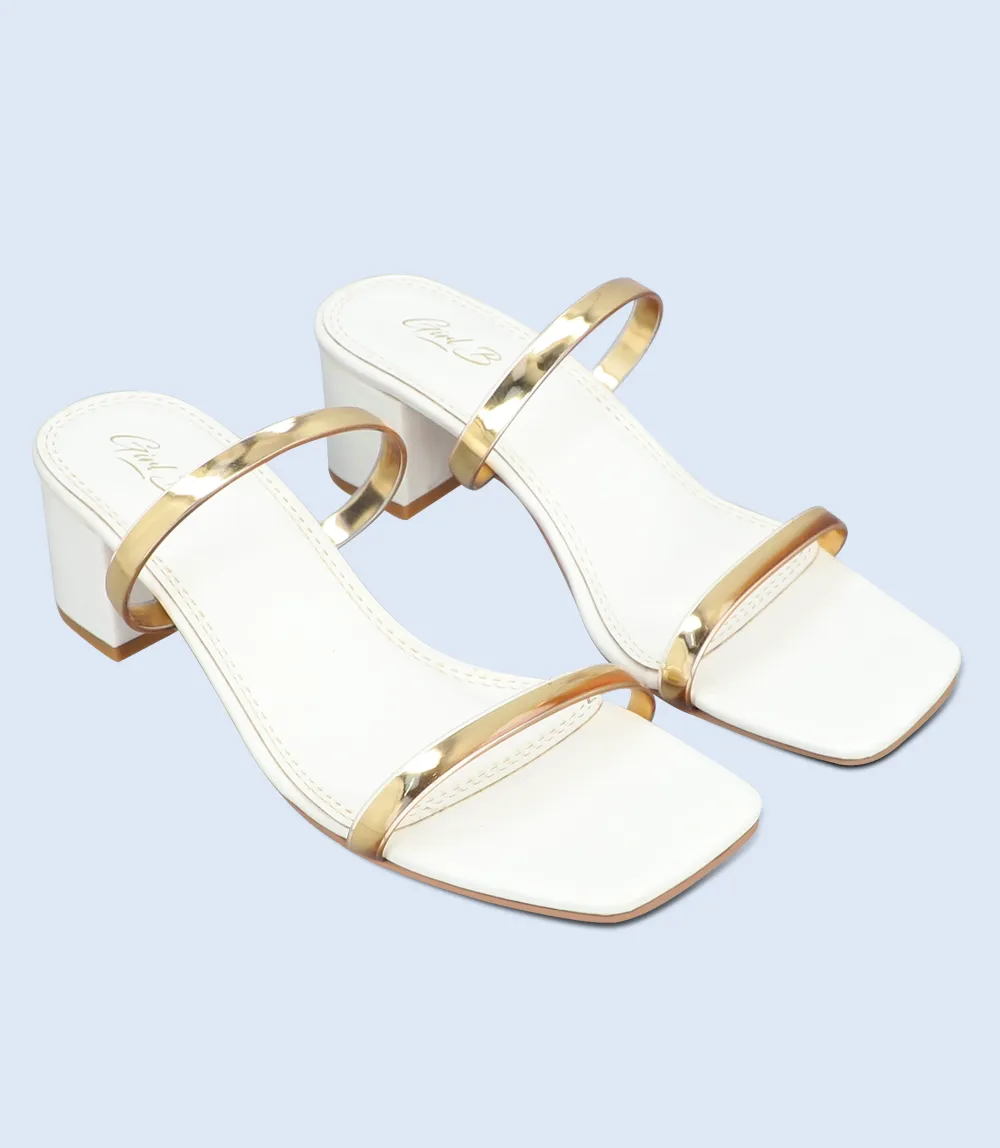 BW9380-WHITE-Women Slipper Heel