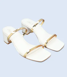 BW9380-WHITE-Women Slipper Heel