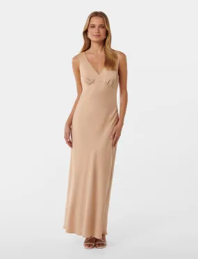 Cameron V Neck Satin Maxi Dress