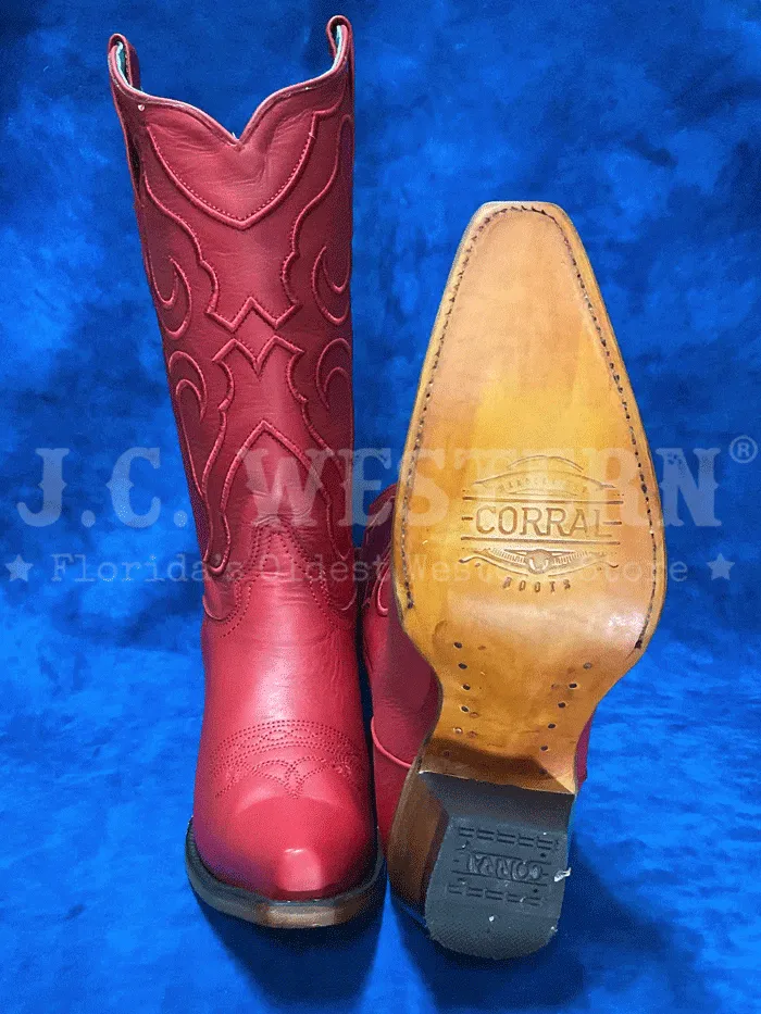 Corral Z5073 Ladies Matching Stitch Pattern Snip Toe Western Boot Red