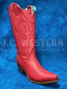 Corral Z5073 Ladies Matching Stitch Pattern Snip Toe Western Boot Red