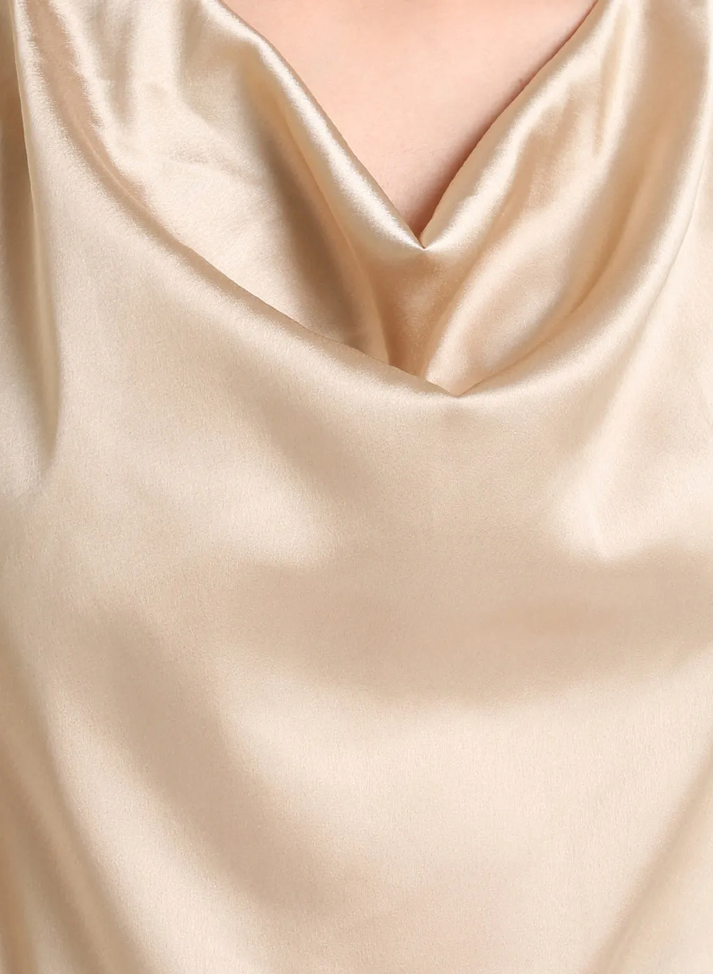 Cowl Neck Half Sleeves Satin Top