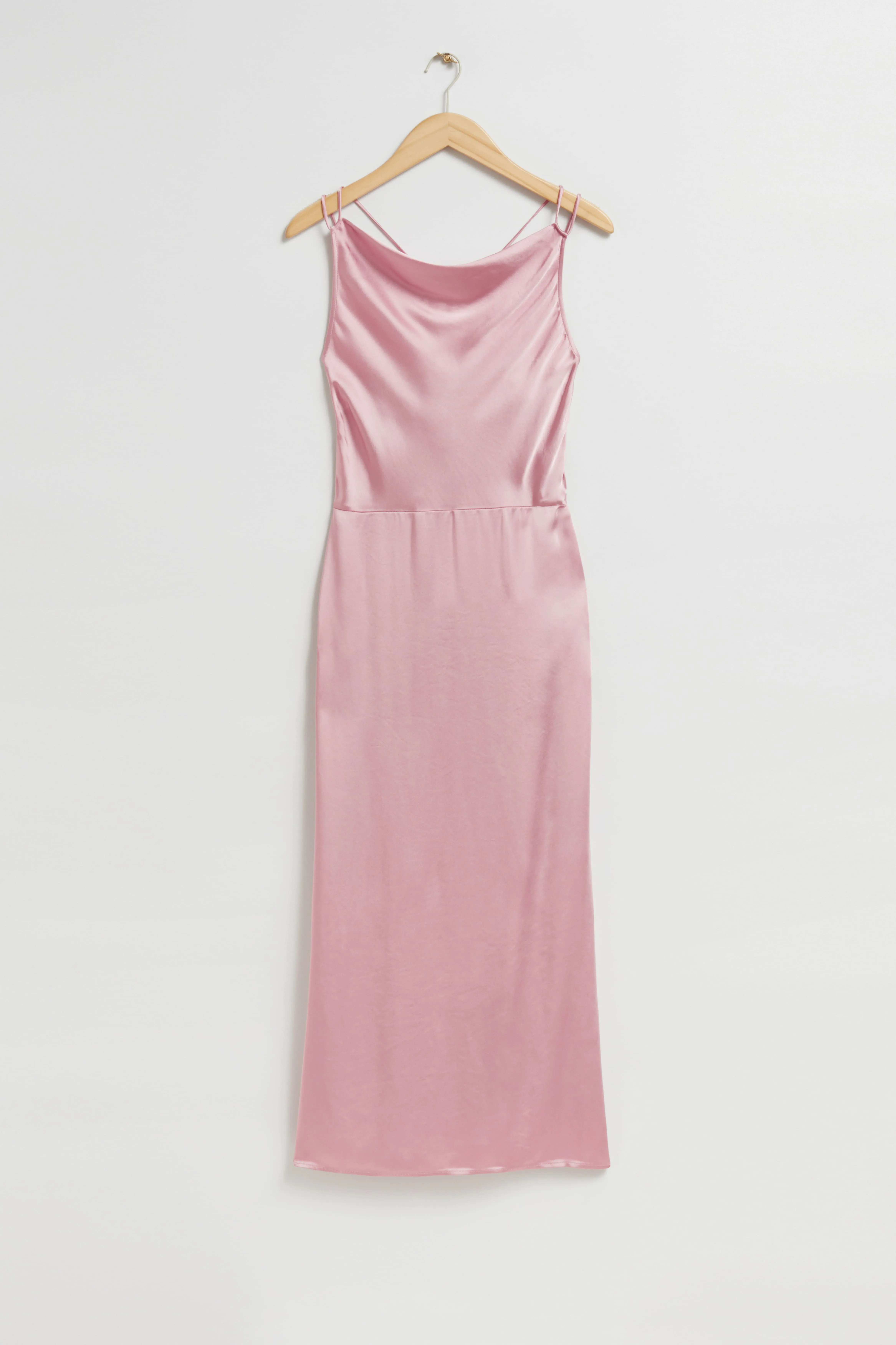 Cowl-Neck Satin Dress - Cowl neck - Sleeveless - Dusty Pink - Ladies | H&M GB