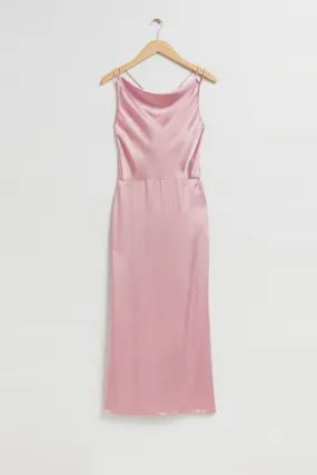 Cowl-Neck Satin Dress - Cowl neck - Sleeveless - Dusty Pink - Ladies | H&M GB