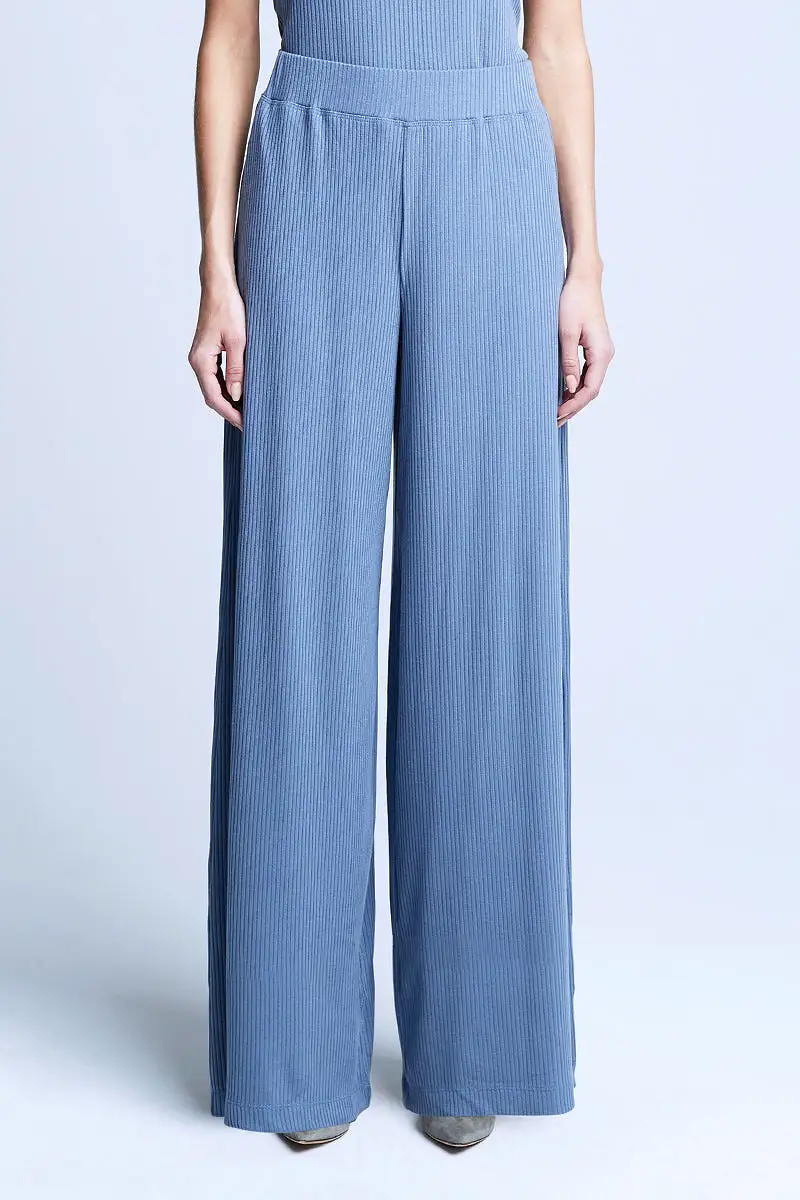 Crawford Wide Leg in Pant in Steel Blue