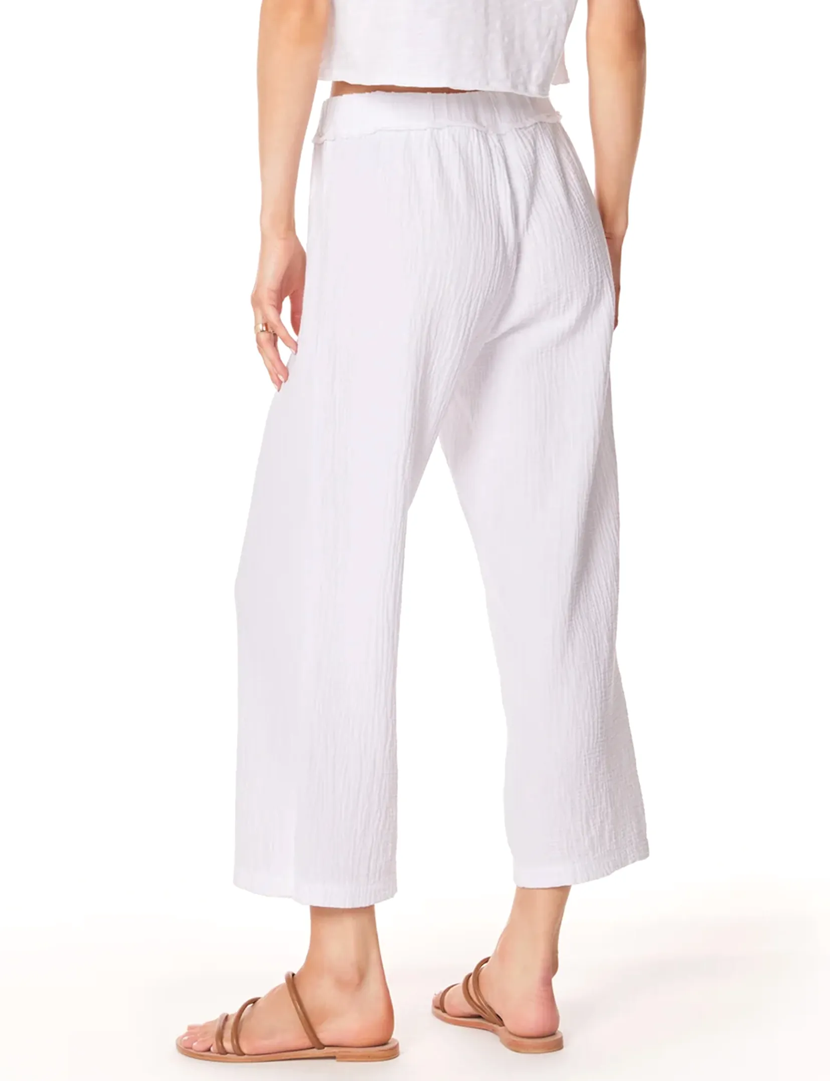 Crop Wide Leg Pant, White