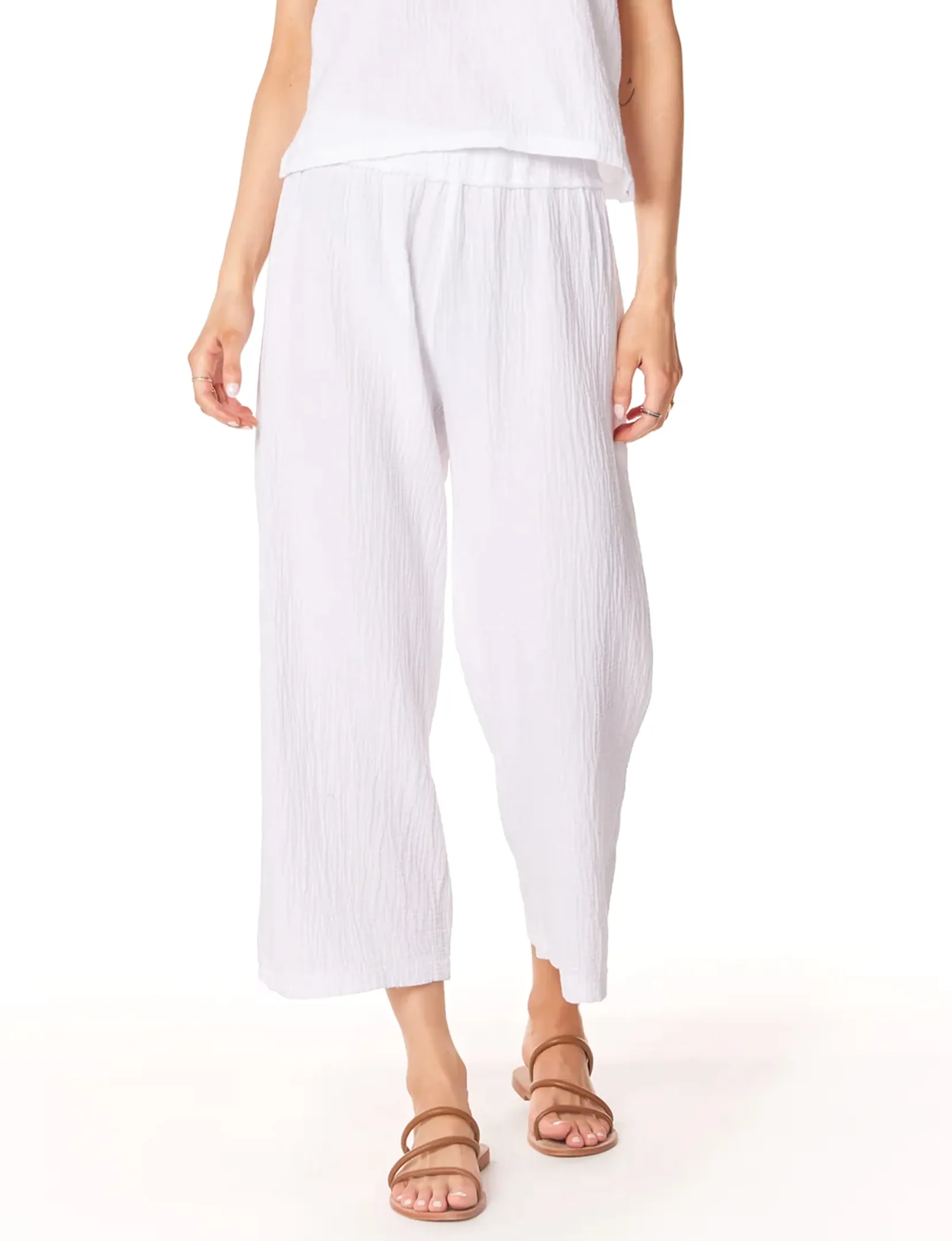 Crop Wide Leg Pant, White