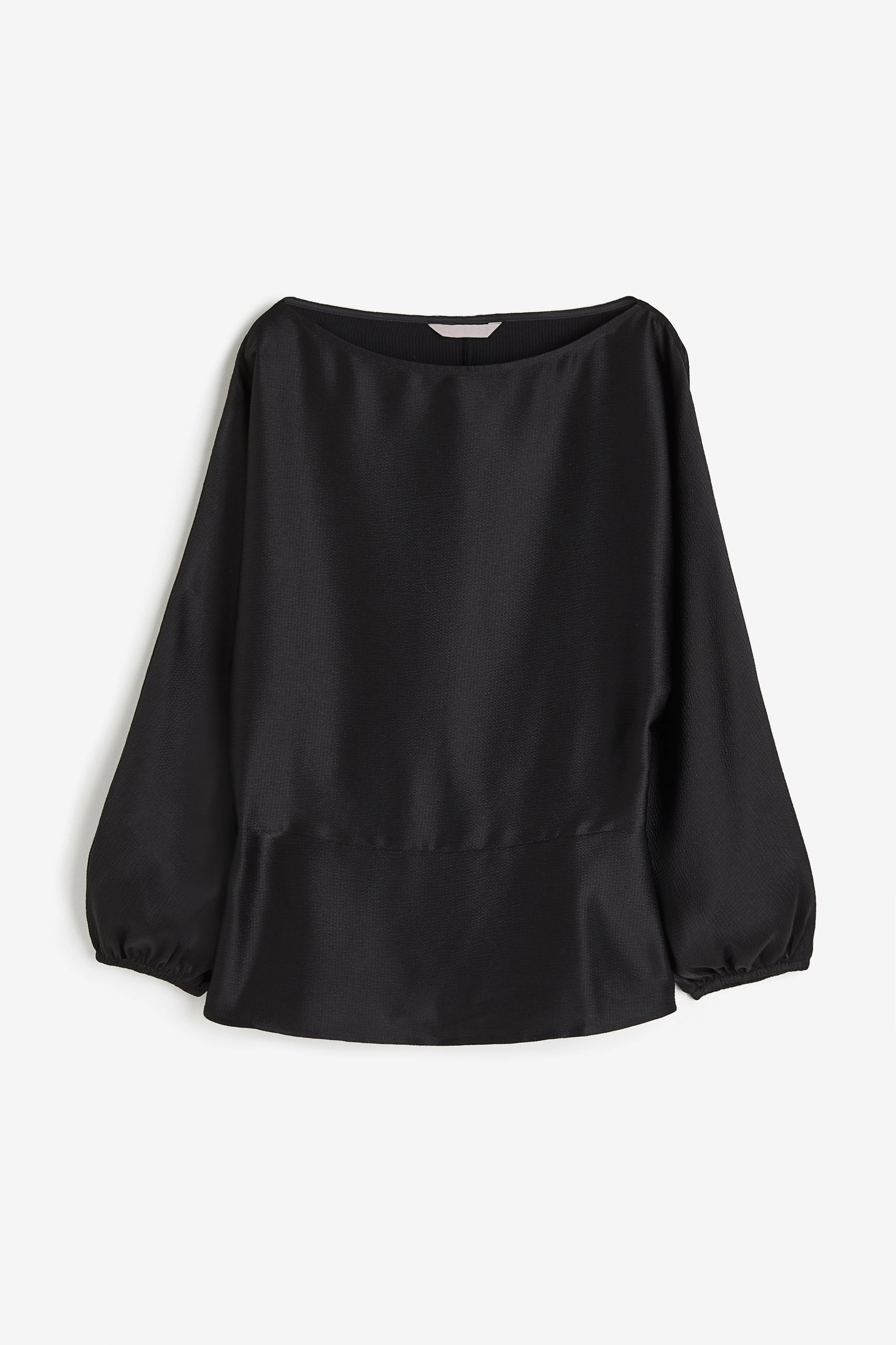 Crêpe satin blouse - Boat neck - Long sleeve - Black - Ladies | H&M GB