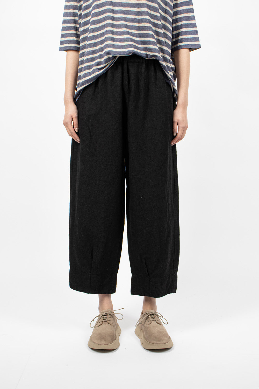 Cuff Pleated Pant Black