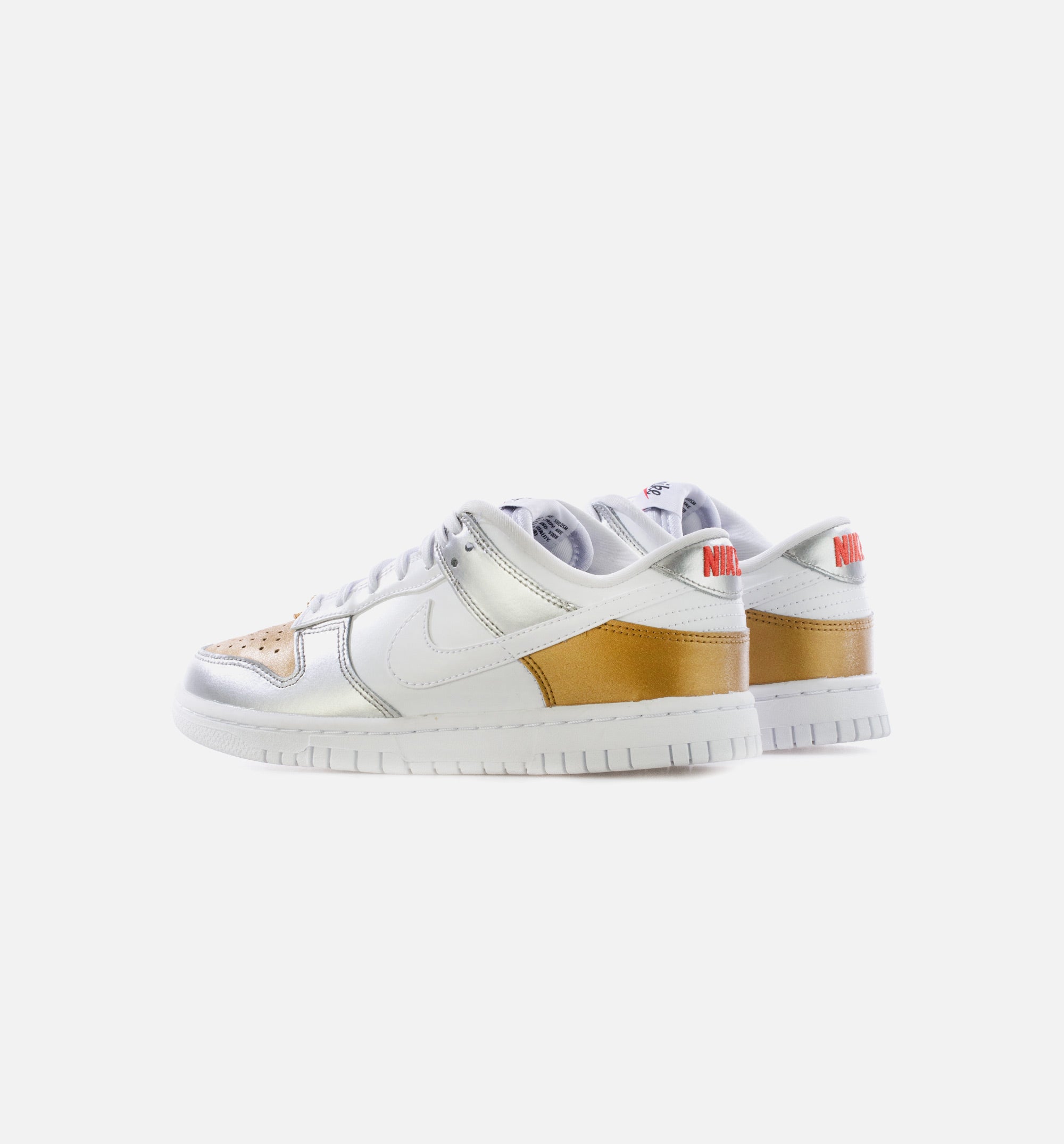 Dunk Low Metallic Womens Lifestyle Shoe - Gold/White/Silver