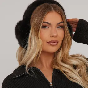 Earmuffs In Black Faux Fur