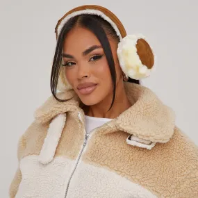 Earmuffs In Chestnut Brown Faux Fur And Suede