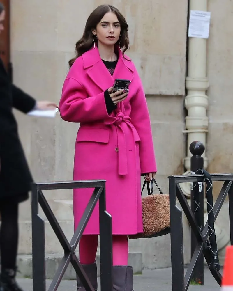 Emily in Paris Emily Cooper Pink Coat | Lily Collins Trench Coat