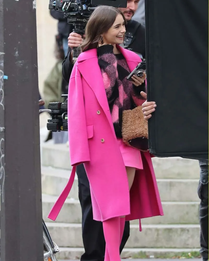 Emily in Paris Emily Cooper Pink Coat | Lily Collins Trench Coat