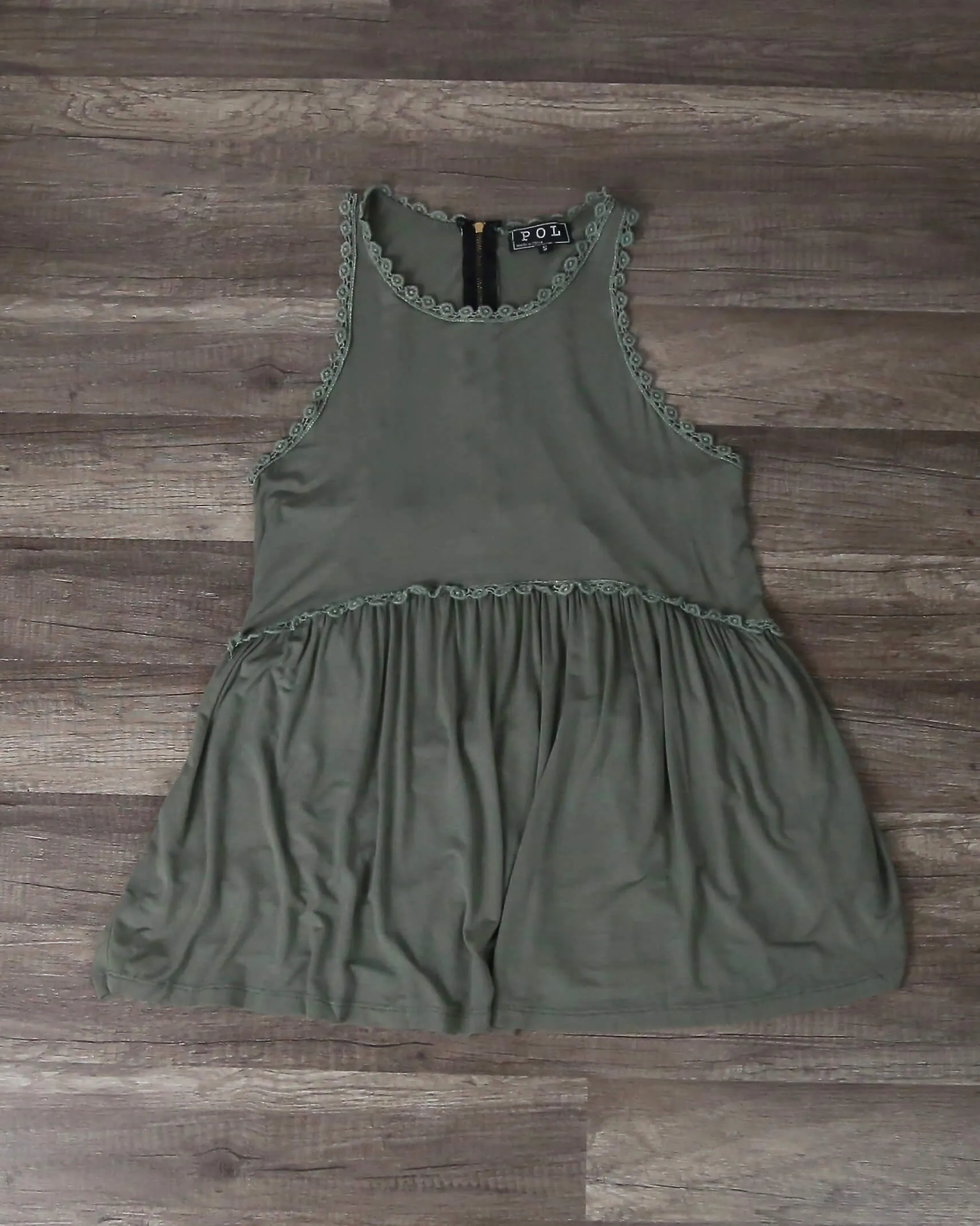 Final Sale - Olive Green Acid Wash High-Low Racer Back Tank