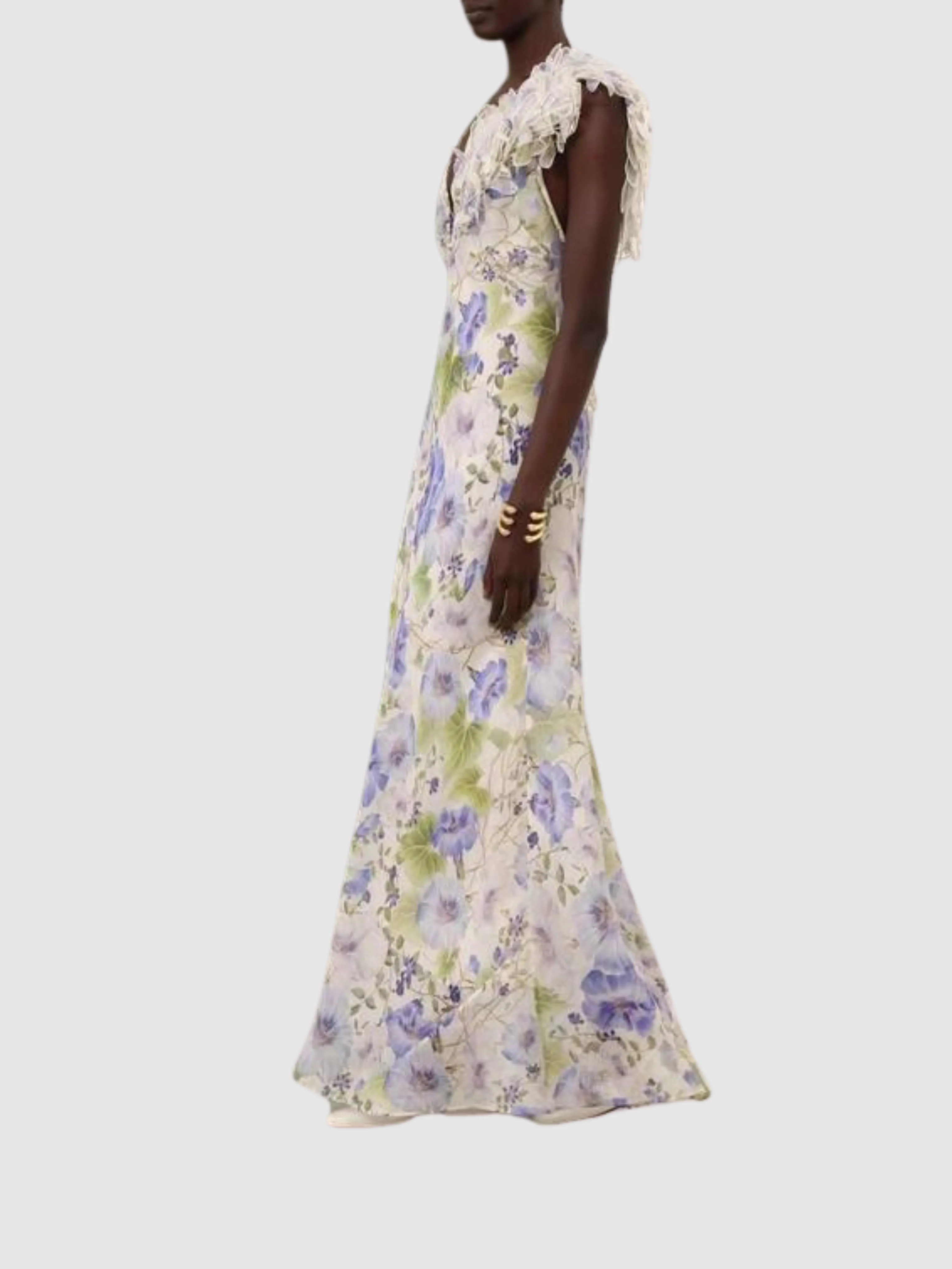 Floral Natura Feather Slip Gown