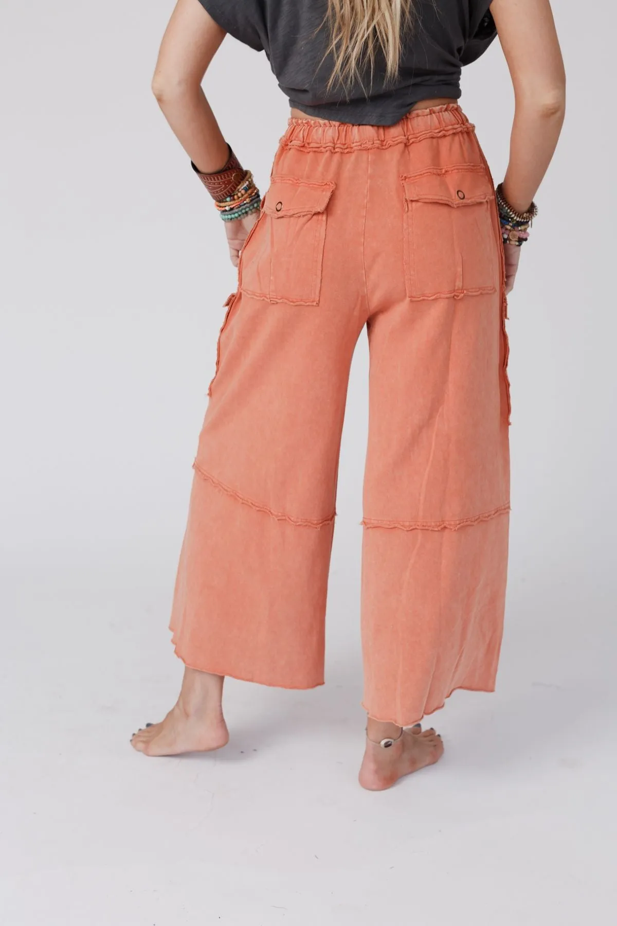 Game On Cargo Wide Leg Pant - Burnt Orange