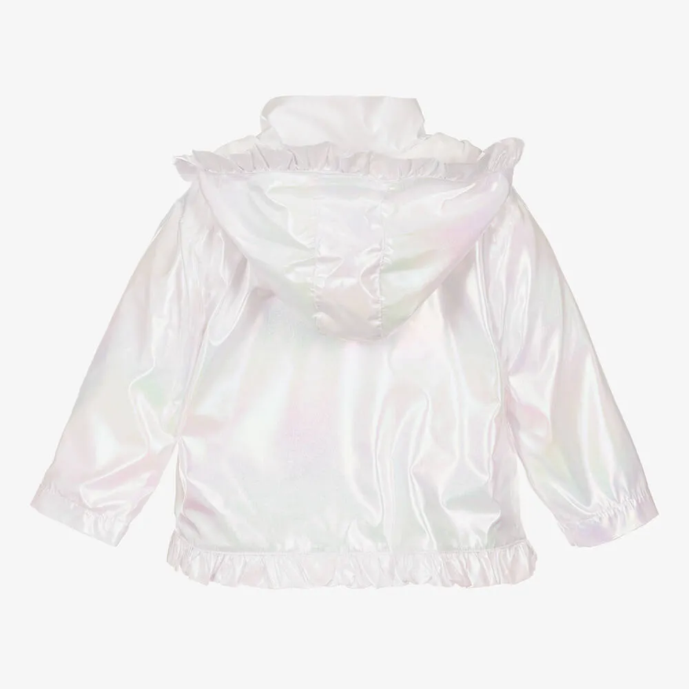 Girls White Pearlescent Coat