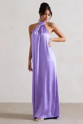 Gloriana | Lilac Satin High-Neck Maxi Dress