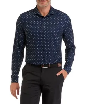 Greg Norman Men's Long Sleeve Diamond Dot Print Polo Shirt