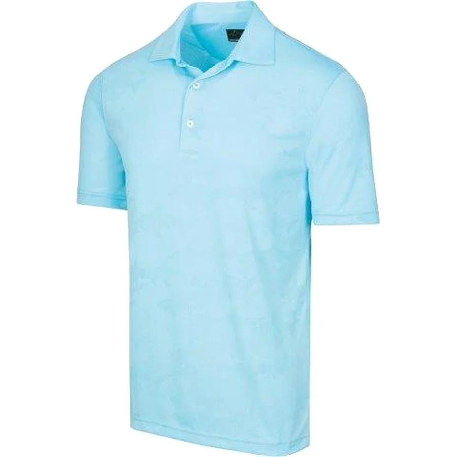 Greg Norman Shark Jacquard Men's Golf Polo - Aqua