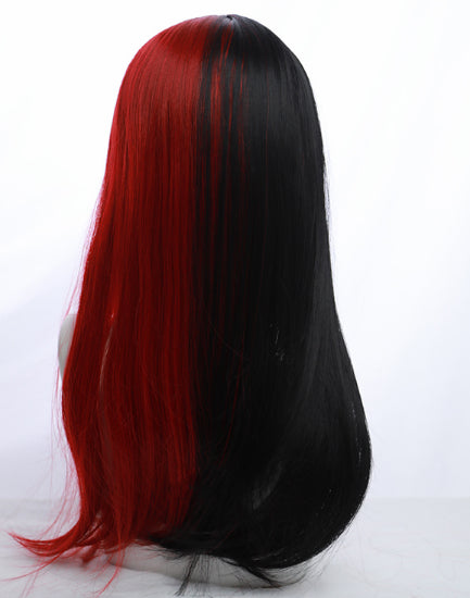 HIME CUT BLACK RED LONG STRAIGHT WIG BY31105