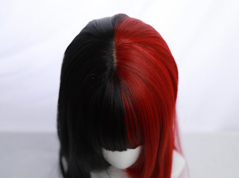 HIME CUT BLACK RED LONG STRAIGHT WIG BY31105