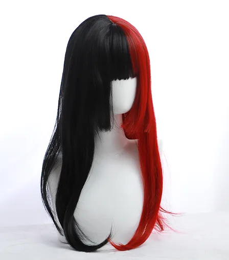 HIME CUT BLACK RED LONG STRAIGHT WIG BY31105