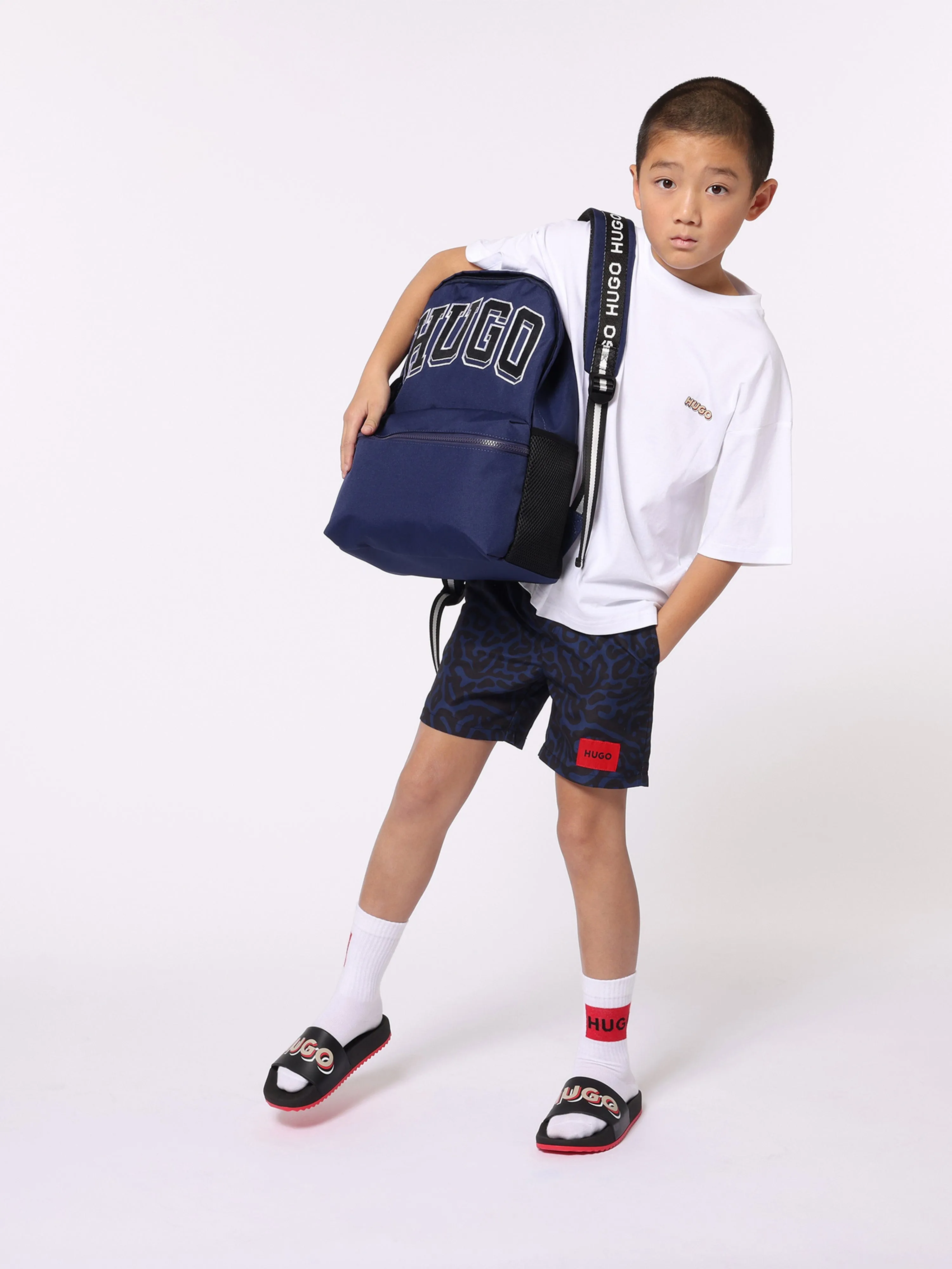 Hugo Boys Logo Backpack in Blue (39cm)