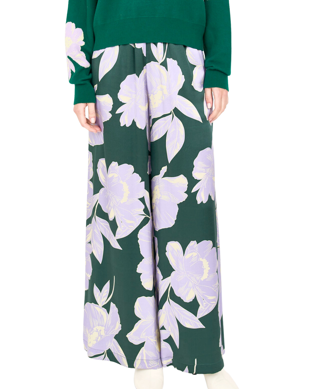 Jade Wide Leg Pant (Green Blossom)