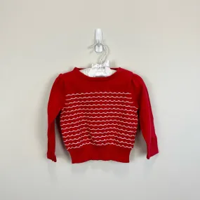 Janie and Jack Scallop Stripe Red Sweater 18-24 Months