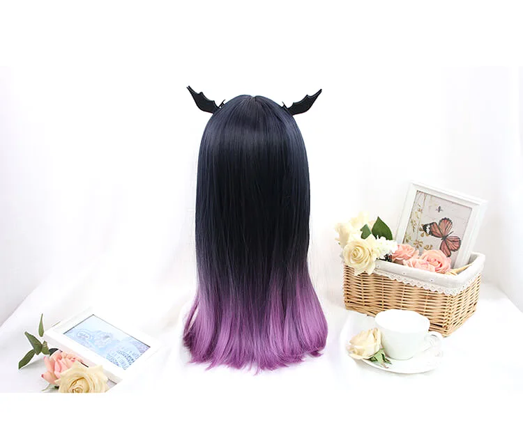 JAPANESE LOLITA HIME CUT GRADIENT PURPLE COS STRAIGHT WIG BY61106