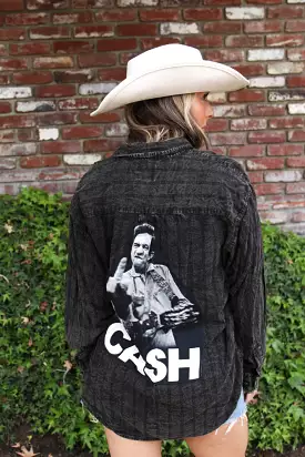 Johnny Cash Acid Wash Flannel