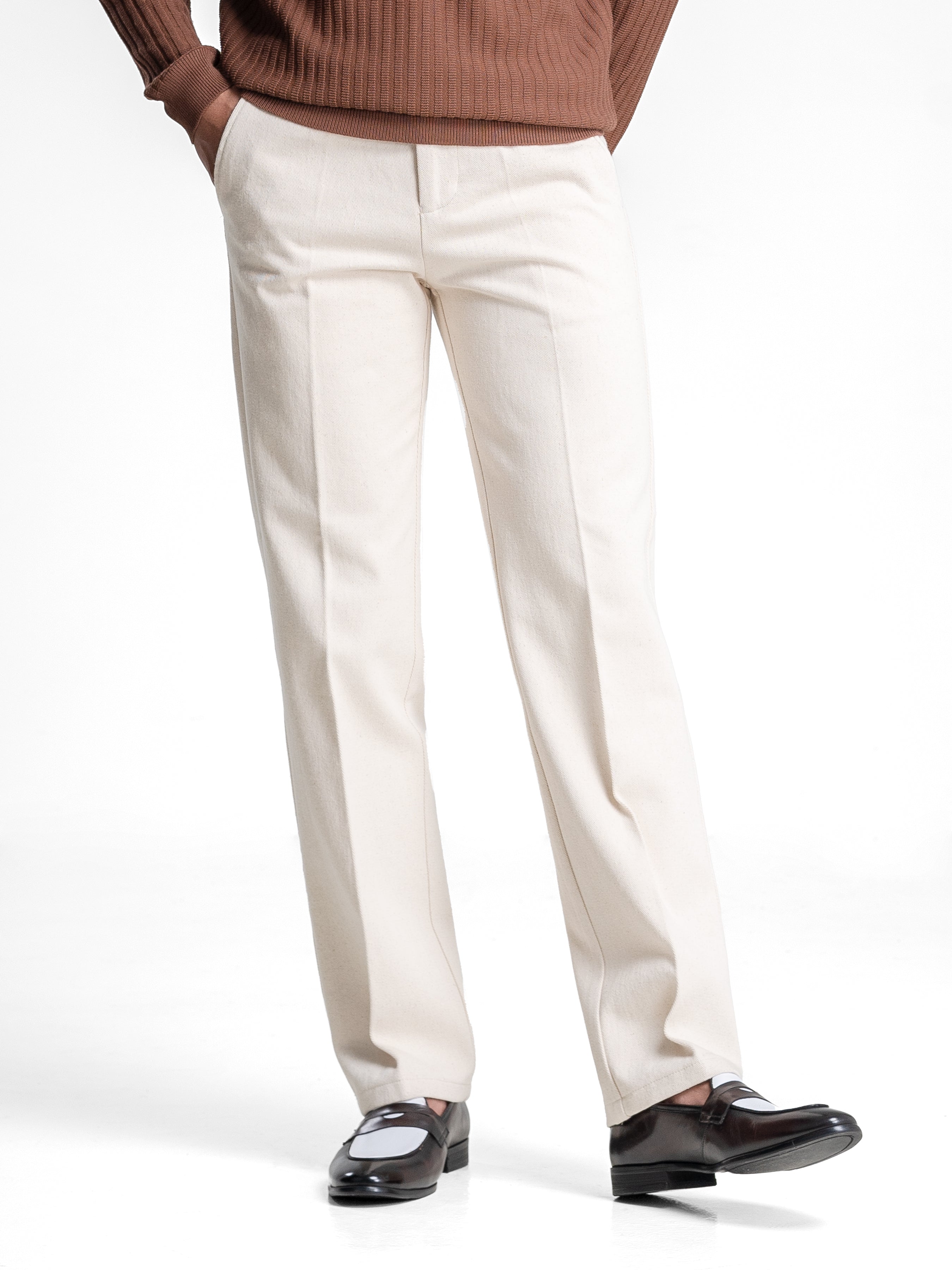 Jose Straight Cut Trousers - Off White