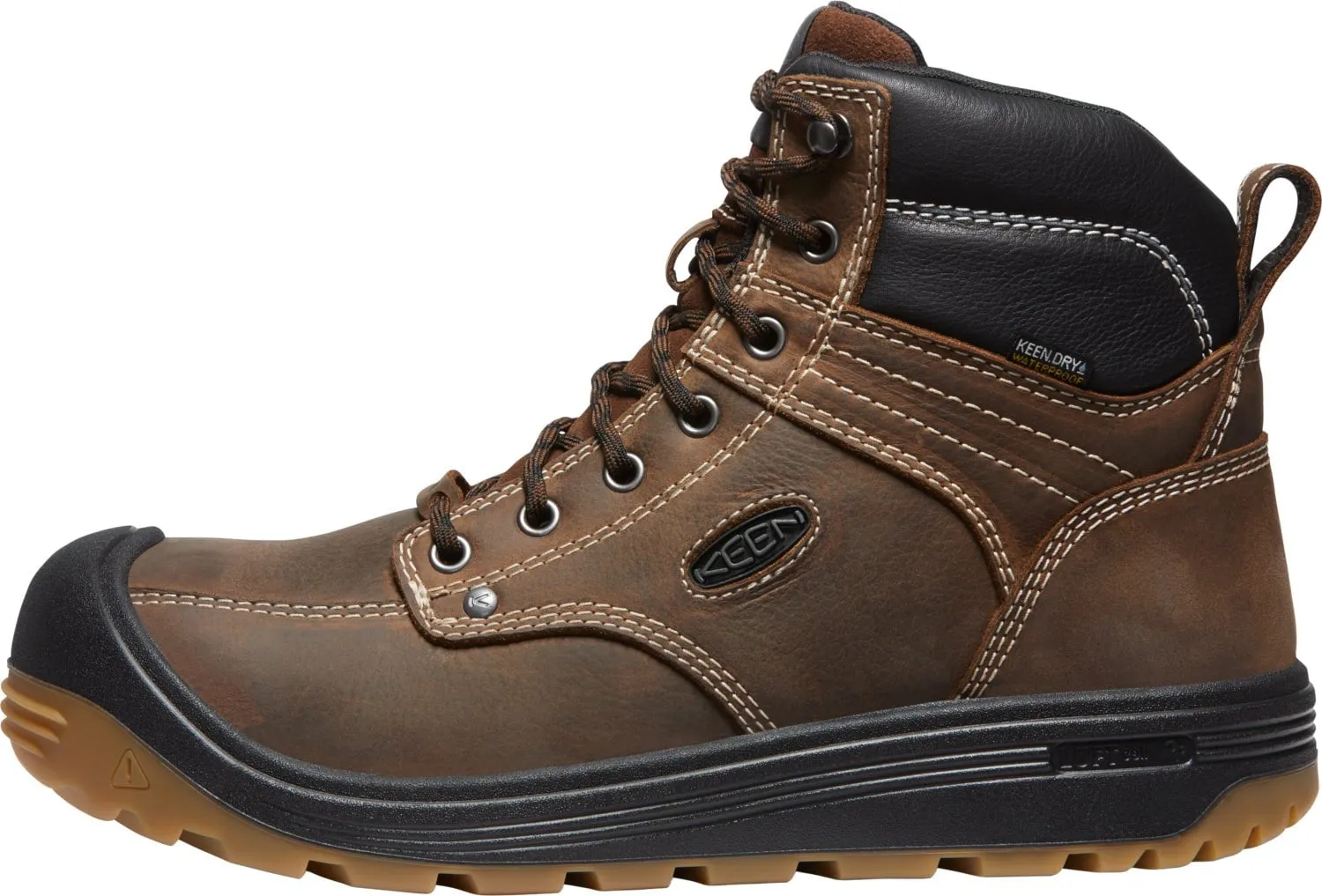 Keen Utility Mens Fort Wayne 6in WP CT Dark Earth/Gum Leather Work Boots