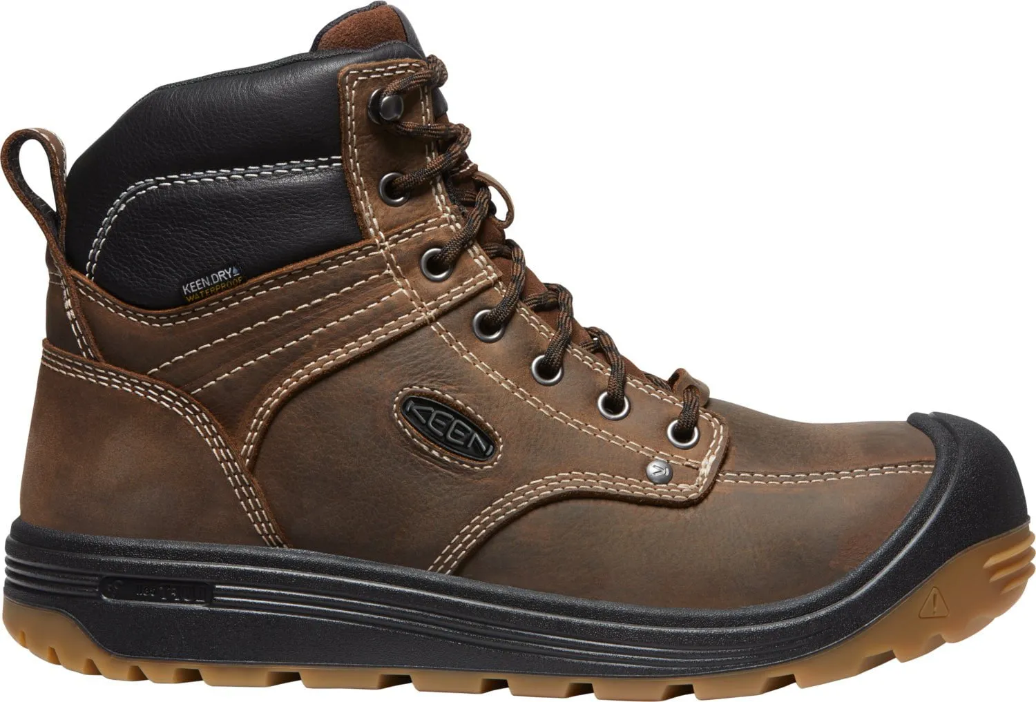 Keen Utility Mens Fort Wayne 6in WP CT Dark Earth/Gum Leather Work Boots