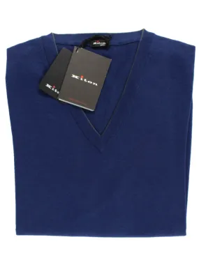 Kiton Wool Sweater Dark Blue V-Neck XXL - EUR 56 SALE