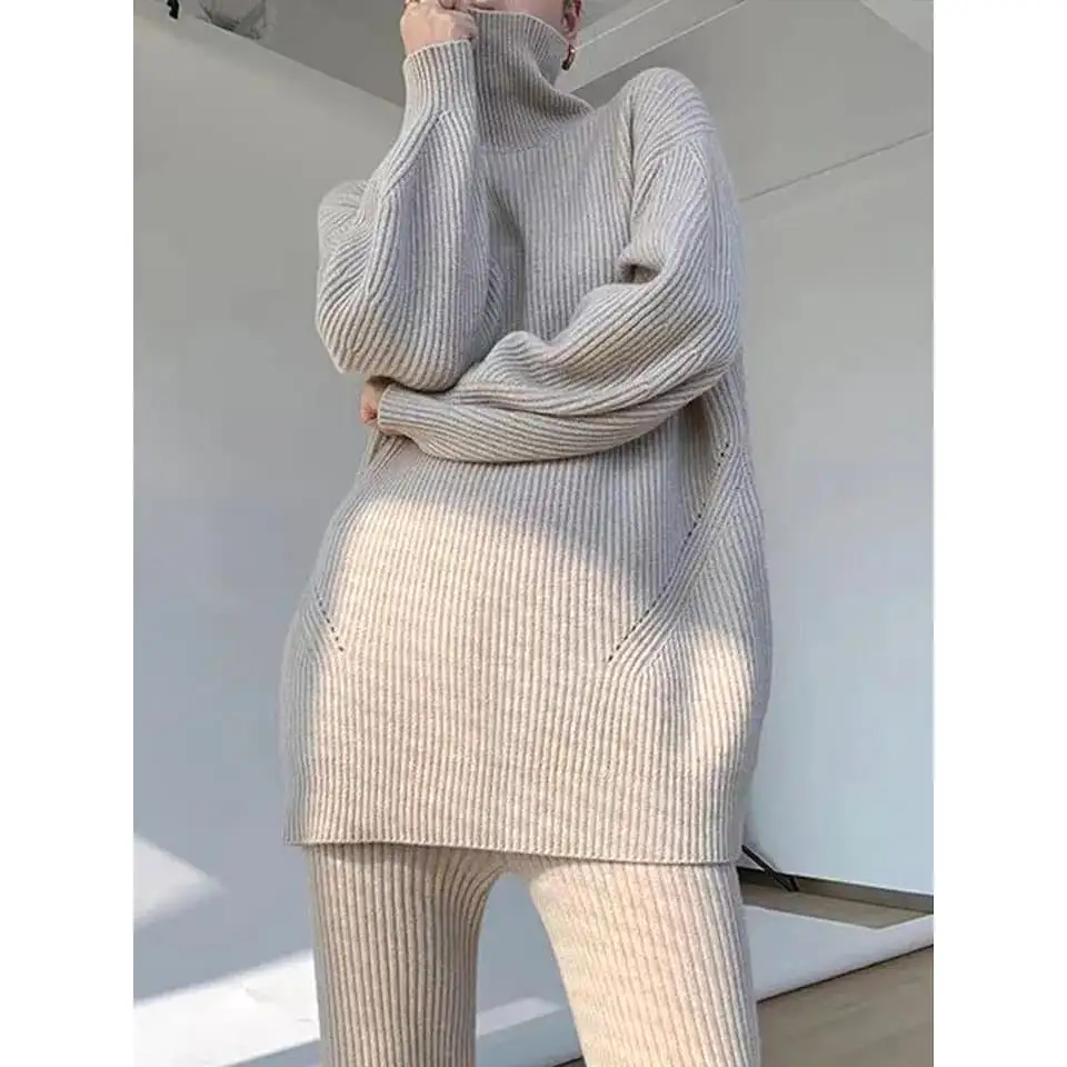 Knitted Sweater and Wide Pant Set