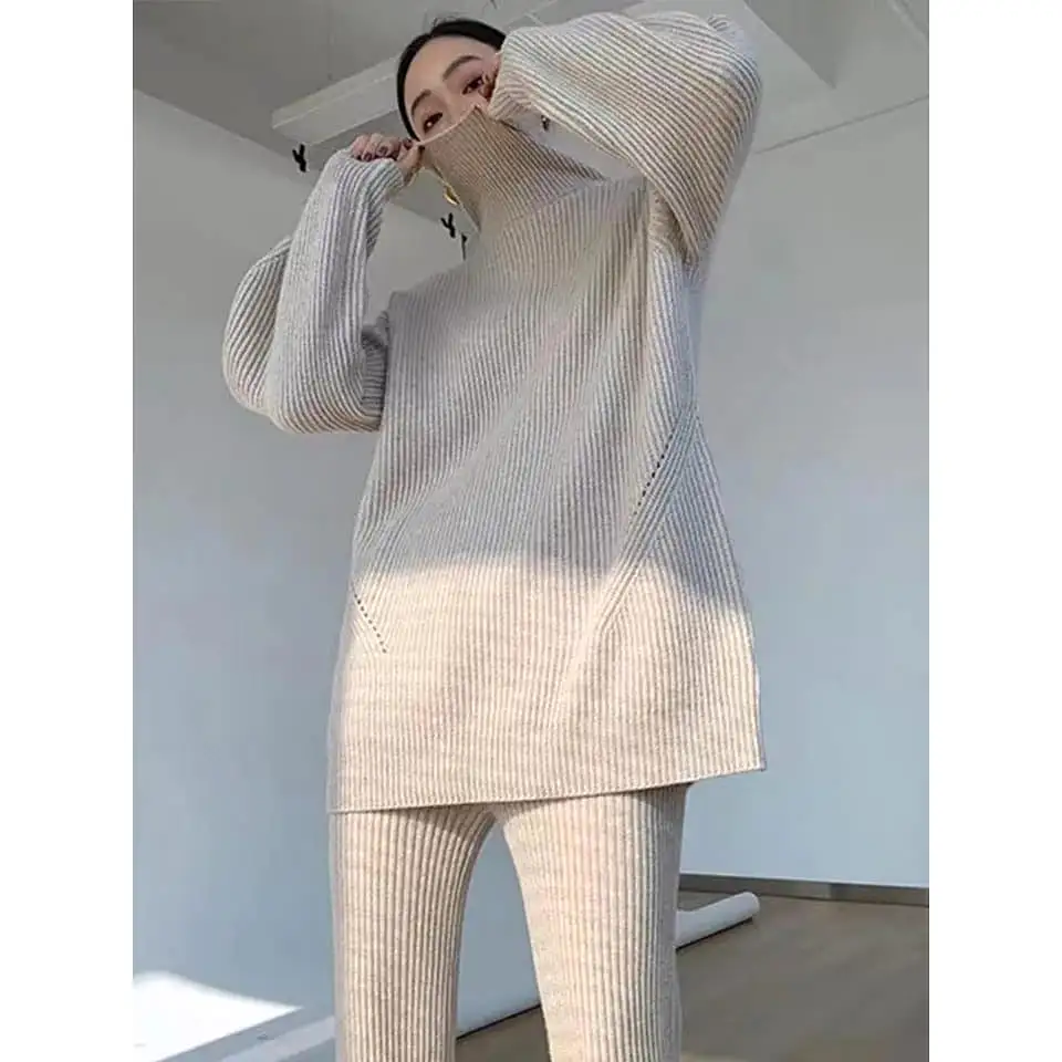 Knitted Sweater and Wide Pant Set