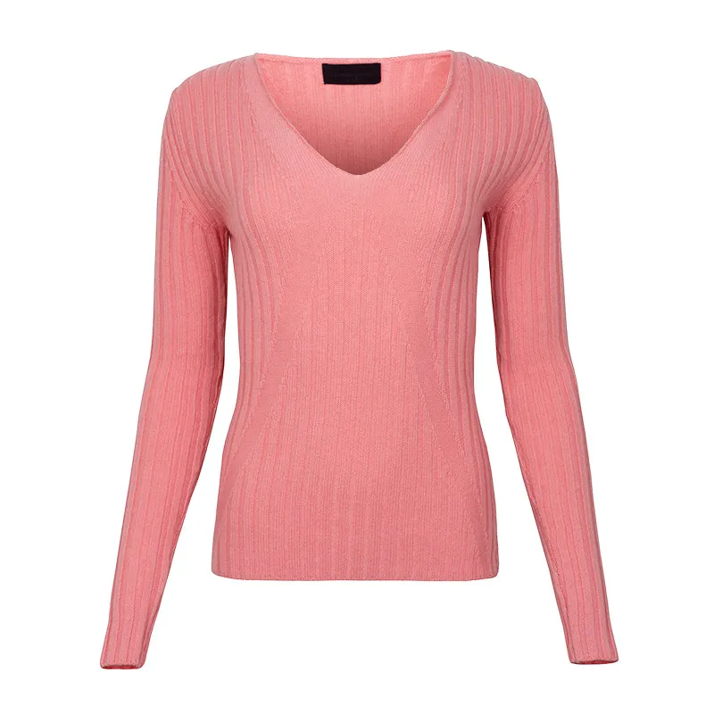 Lana Bilzerian Ribbed V Neck Cashmere Sweater